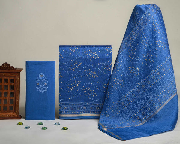 Premium Exclusive Sanganeri Print Chanderi Silk Suit Set GHPCH02