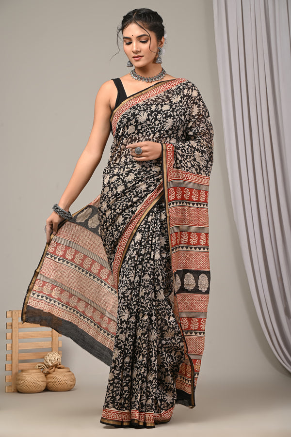 Elegant Sanganeri Print Chanderi Silk Saree GHPCHS01