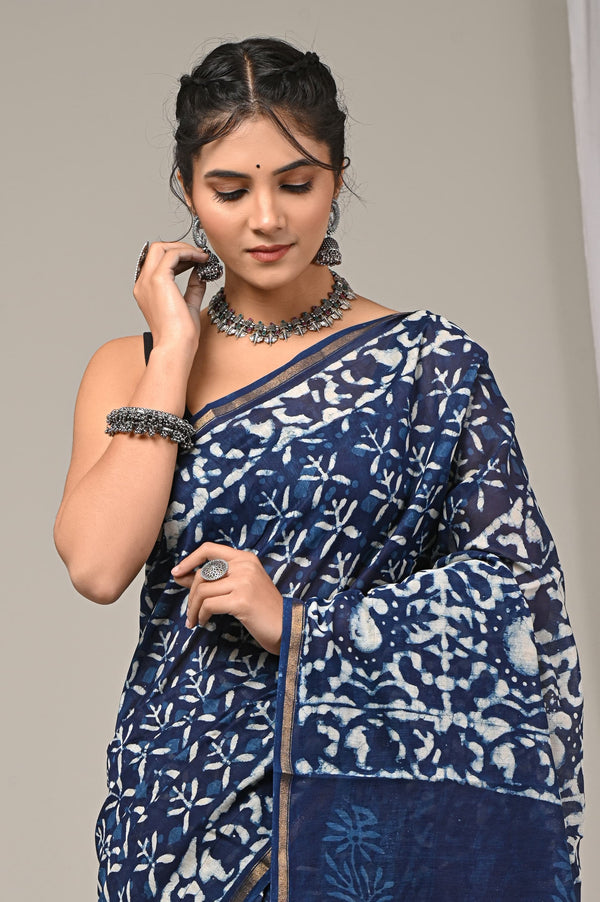 Elegant Sanganeri Print Chanderi Silk Saree GHPCHS02