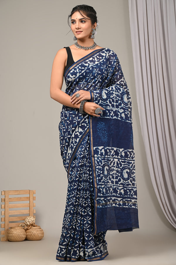 Elegant Sanganeri Print Chanderi Silk Saree GHPCHS02