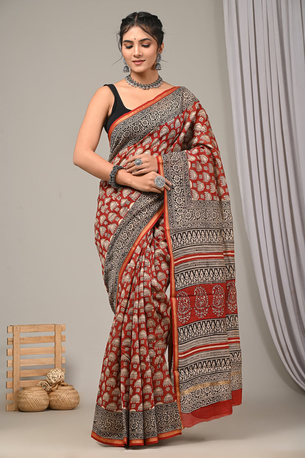 Elegant Sanganeri Print Chanderi Silk Saree GHPCHS09