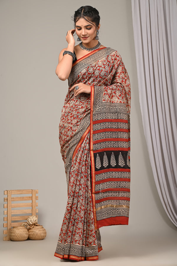 Elegant Sanganeri Print Chanderi Silk Saree GHPCHS10